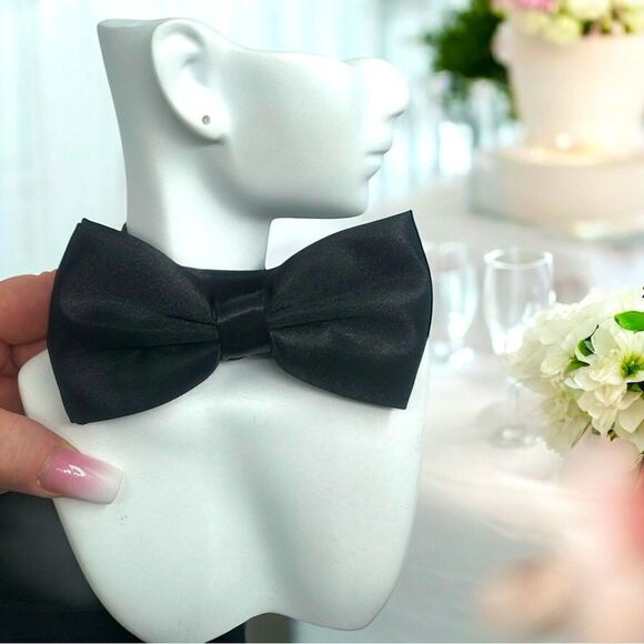 Shiny Royal Blue/Black Bow Tie l Adjustable l Unisex l New - Picture 5 of 8